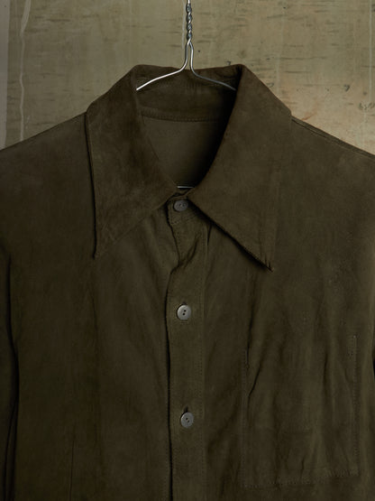 Isamu Katayama "BACKLASH" 2010s Sage Kangaroo Nubuck Leather Shirt