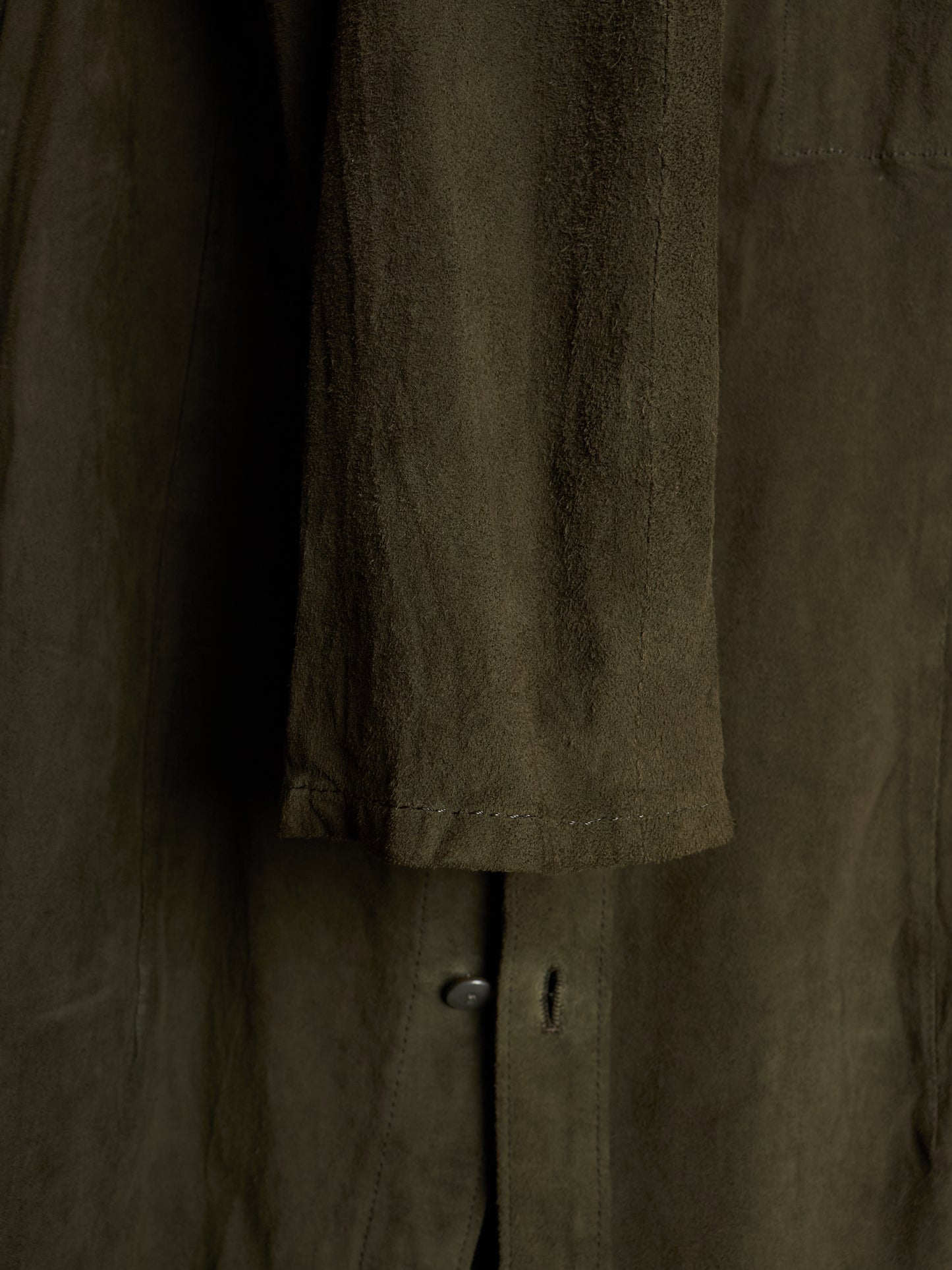 Isamu Katayama "BACKLASH" 2010s Sage Kangaroo Nubuck Leather Shirt