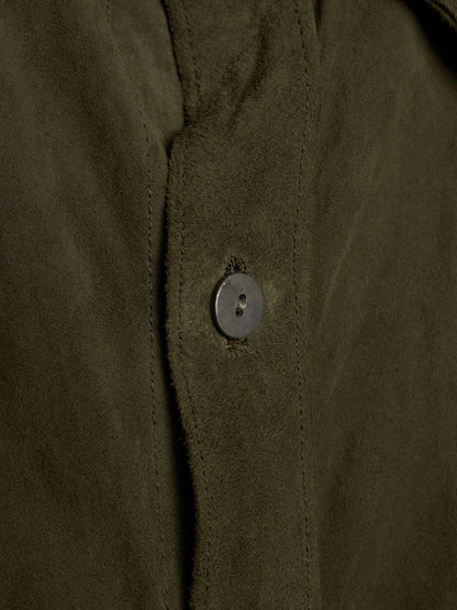 Isamu Katayama "BACKLASH" 2010s Sage Kangaroo Nubuck Leather Shirt