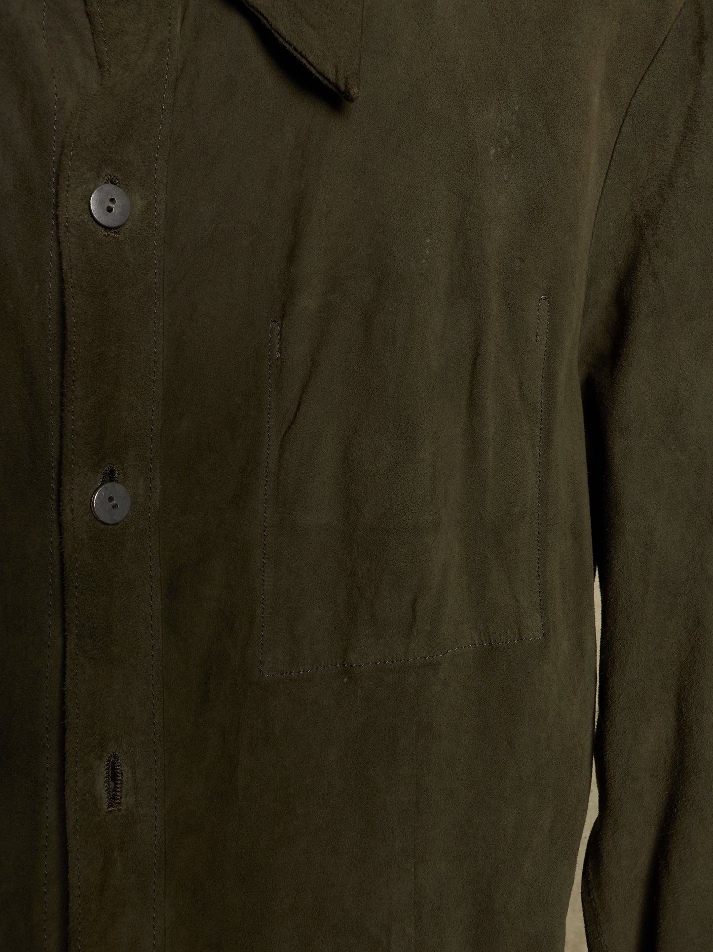 Isamu Katayama "BACKLASH" 2010s Sage Kangaroo Nubuck Leather Shirt