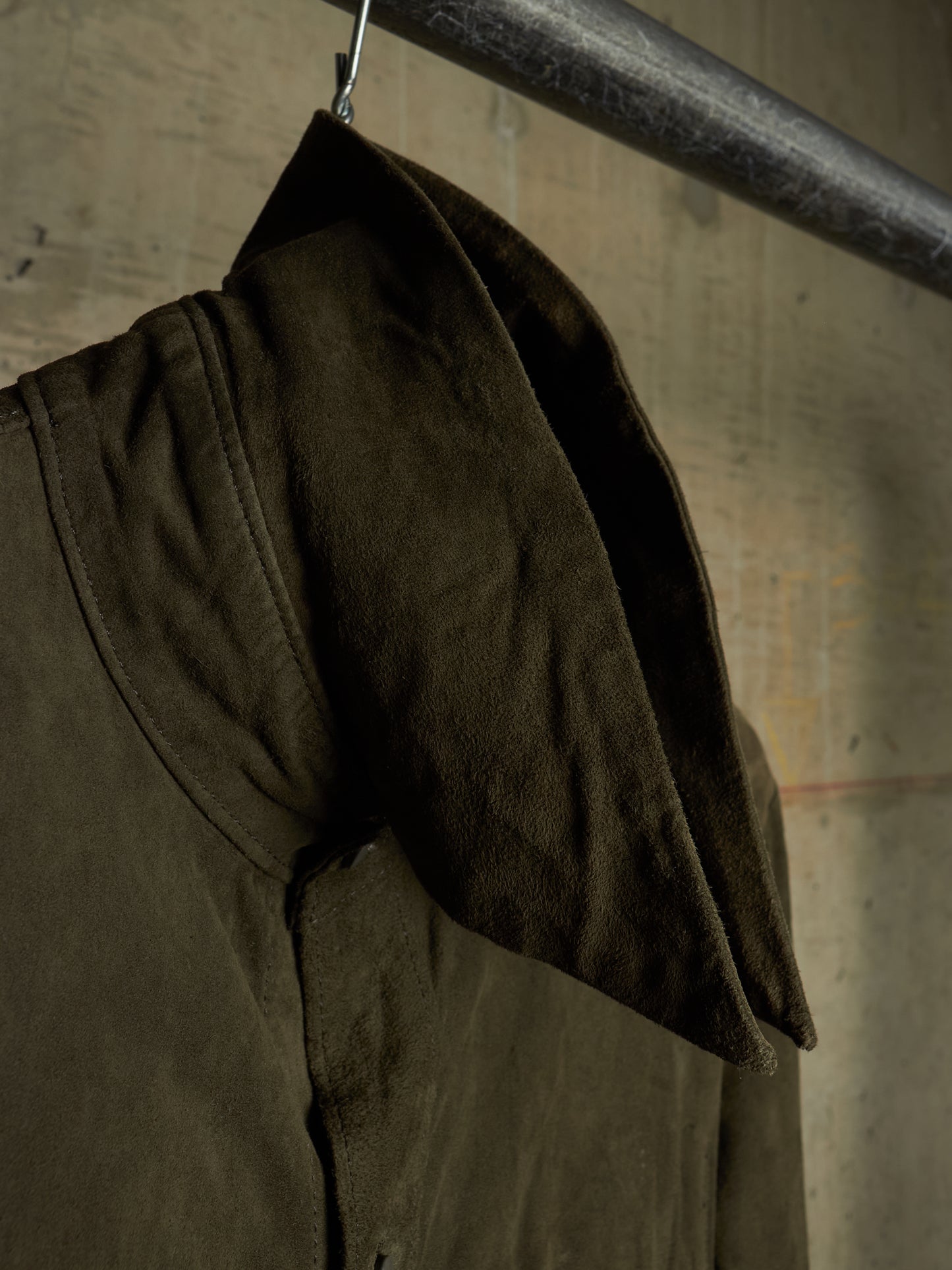 Isamu Katayama "BACKLASH" 2010s Sage Kangaroo Nubuck Leather Shirt