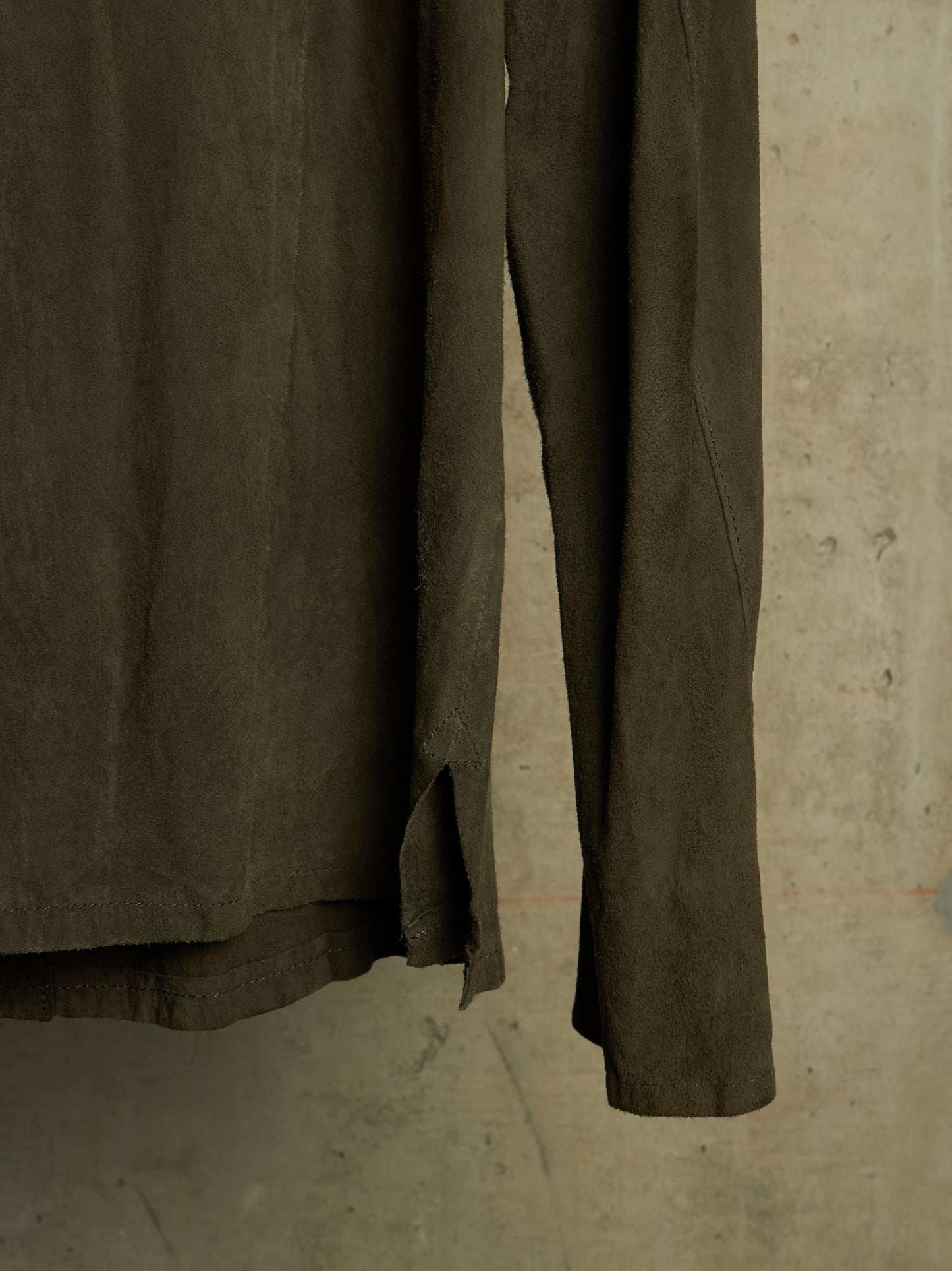 Isamu Katayama "BACKLASH" 2010s Sage Kangaroo Nubuck Leather Shirt