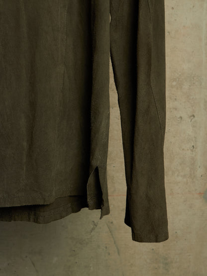 Isamu Katayama "BACKLASH" 2010s Sage Kangaroo Nubuck Leather Shirt