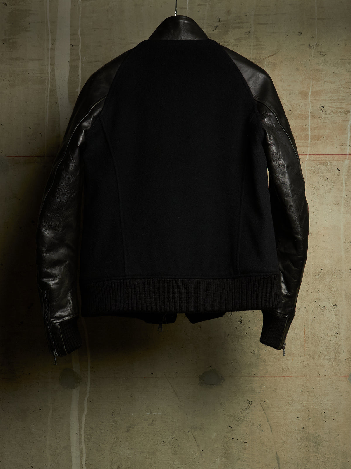 Isamu Katayama "BACKLASH" 2010s Wool Cashmere Hybrid Cow Leather Varsity Jacket