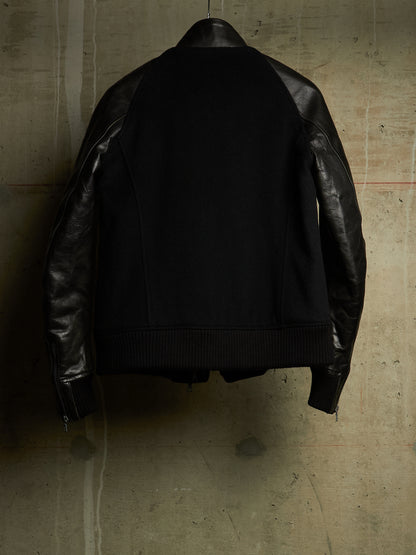 Isamu Katayama "BACKLASH" 2010s Wool Cashmere Hybrid Cow Leather Varsity Jacket
