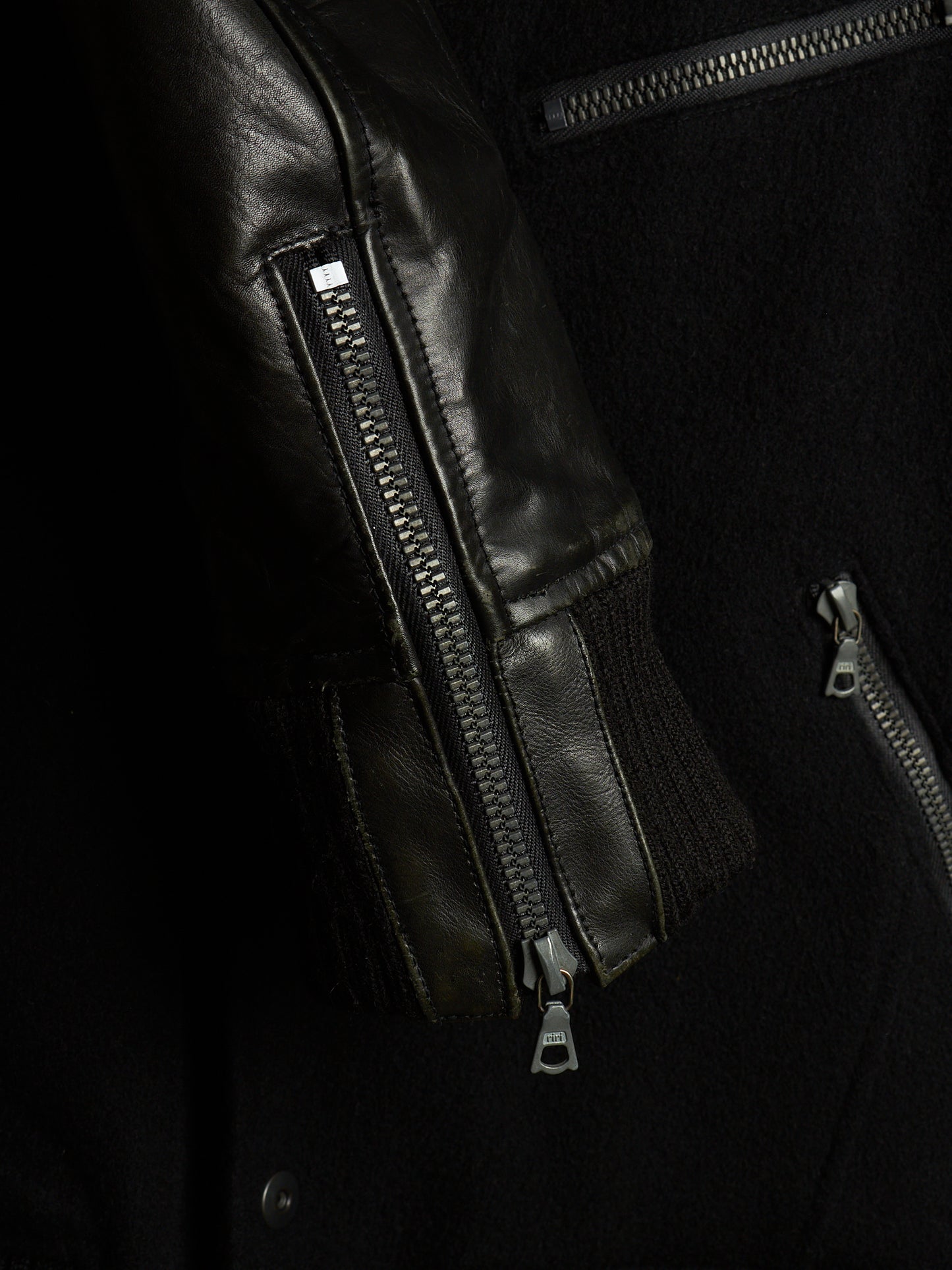 Isamu Katayama "BACKLASH" 2010s Wool Cashmere Hybrid Cow Leather Varsity Jacket