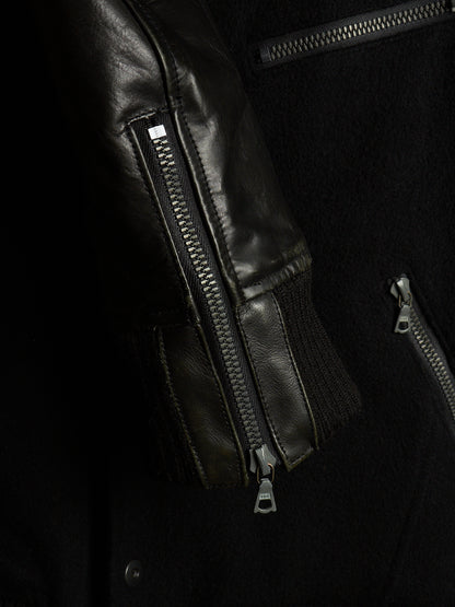 Isamu Katayama "BACKLASH" 2010s Wool Cashmere Hybrid Cow Leather Varsity Jacket