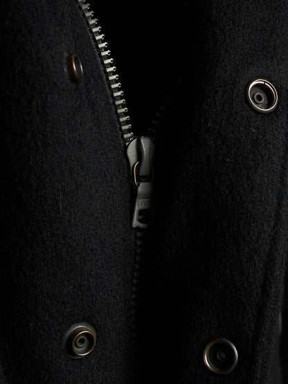 Isamu Katayama "BACKLASH" 2010s Wool Cashmere Hybrid Cow Leather Varsity Jacket