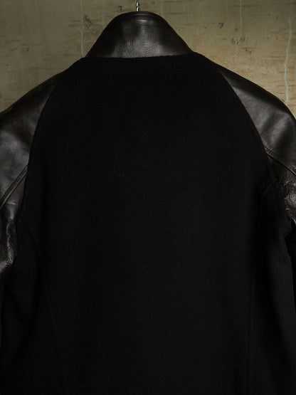 Isamu Katayama "BACKLASH" 2010s Wool Cashmere Hybrid Cow Leather Varsity Jacket