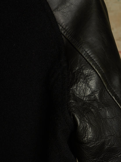 Isamu Katayama "BACKLASH" 2010s Wool Cashmere Hybrid Cow Leather Varsity Jacket