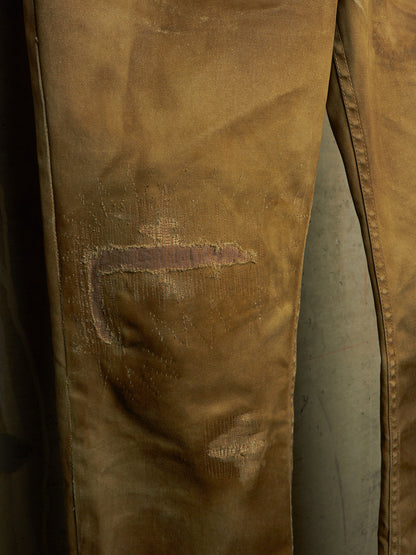 Isamu Katayama "BACKLASH" 2010s Khaki Distressed Cow Leather Trim Bootcut Chinos