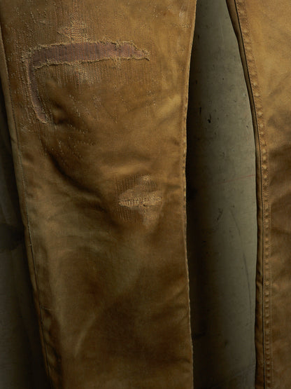 Isamu Katayama "BACKLASH" 2010s Khaki Distressed Cow Leather Trim Bootcut Chinos
