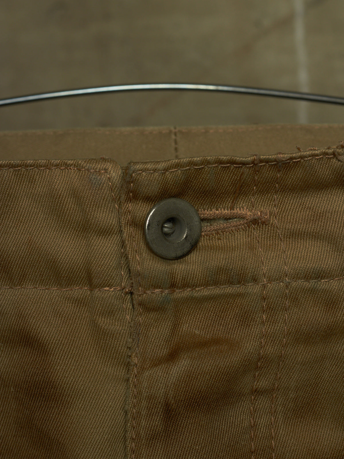 Isamu Katayama "BACKLASH" 2010s Khaki Distressed Cow Leather Trim Bootcut Chinos