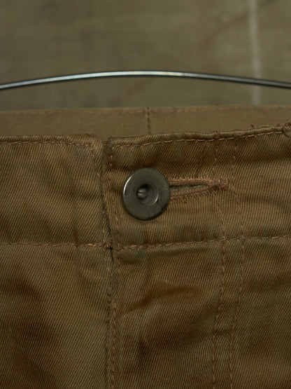 Isamu Katayama "BACKLASH" 2010s Khaki Distressed Cow Leather Trim Bootcut Chinos