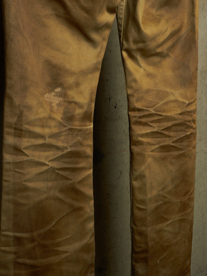 Isamu Katayama "BACKLASH" 2010s Khaki Distressed Cow Leather Trim Bootcut Chinos