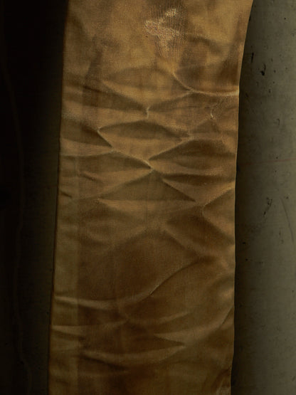 Isamu Katayama "BACKLASH" 2010s Khaki Distressed Cow Leather Trim Bootcut Chinos