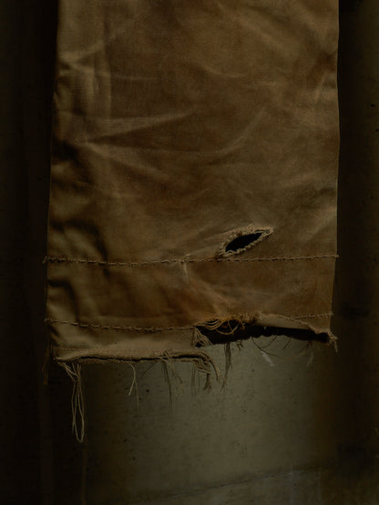 Isamu Katayama "BACKLASH" 2010s Khaki Distressed Cow Leather Trim Bootcut Chinos