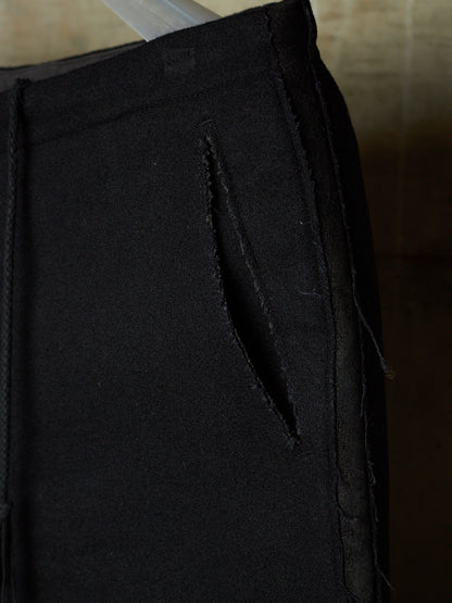 Isamu Katayama "BACKLASH" Blistered Sheepskin Trim Wool Bootcut Pants