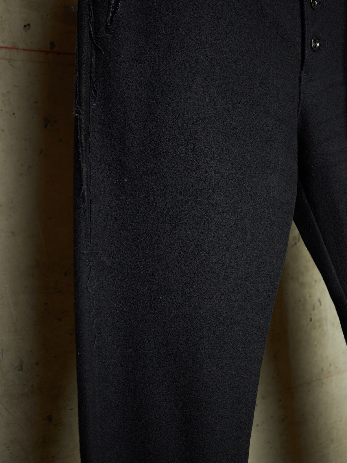 Isamu Katayama "BACKLASH" Blistered Sheepskin Trim Wool Bootcut Pants