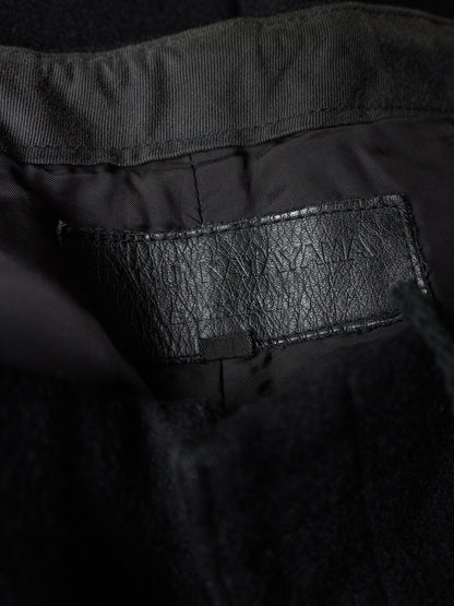 Isamu Katayama "BACKLASH" Blistered Sheepskin Trim Wool Bootcut Pants