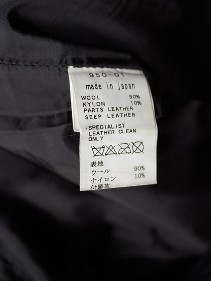 Isamu Katayama "BACKLASH" Blistered Sheepskin Trim Wool Bootcut Pants