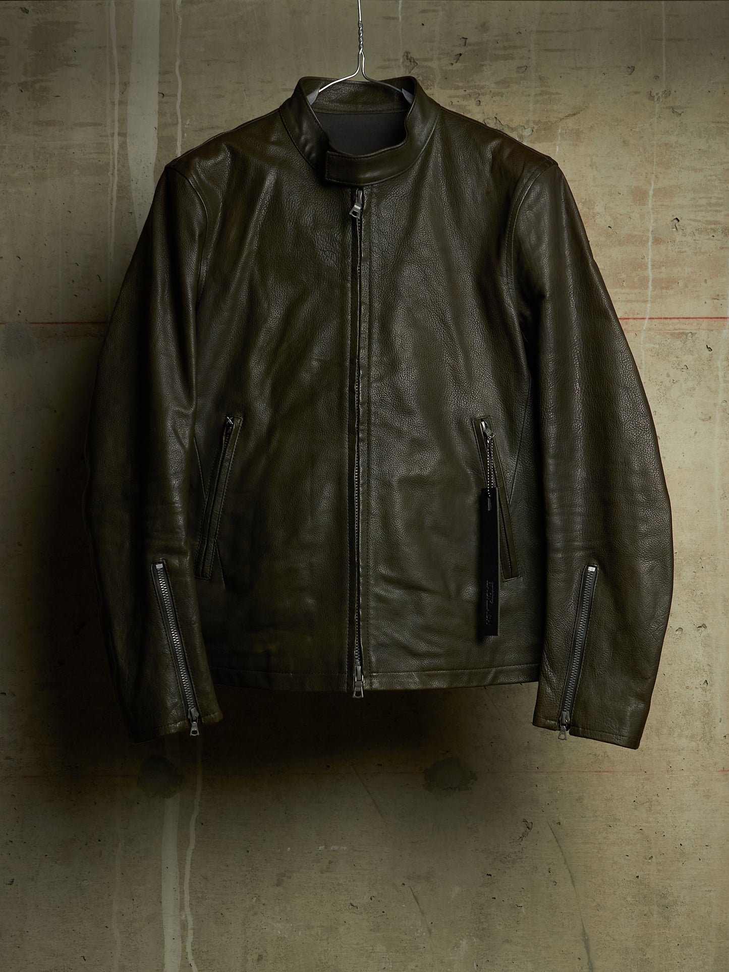 Isamu Katayama "BACKLASH" 2010s Green Pebbled Cow Leather Riders Jacket