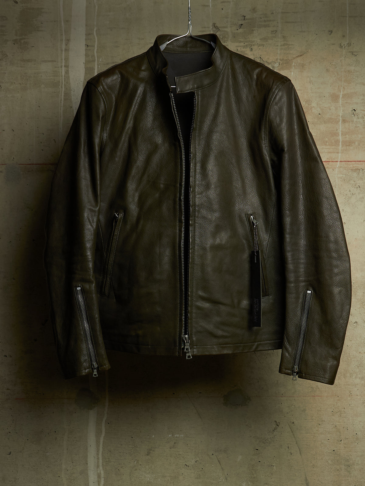Isamu Katayama "BACKLASH" 2010s Green Pebbled Cow Leather Riders Jacket