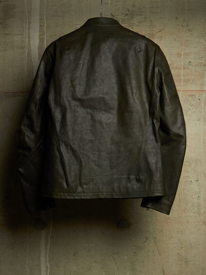 Isamu Katayama "BACKLASH" 2010s Green Pebbled Cow Leather Riders Jacket