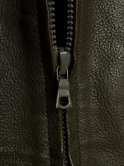 Isamu Katayama "BACKLASH" 2010s Green Pebbled Cow Leather Riders Jacket