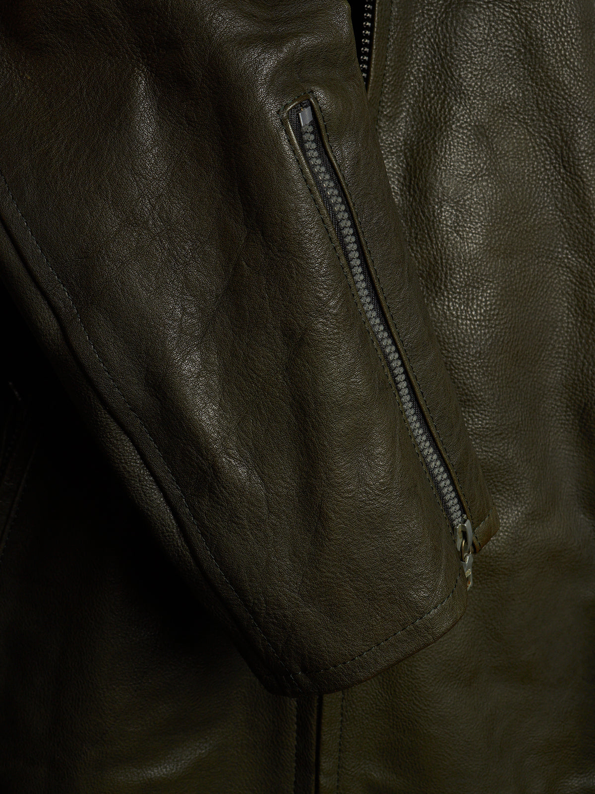 Isamu Katayama "BACKLASH" 2010s Green Pebbled Cow Leather Riders Jacket