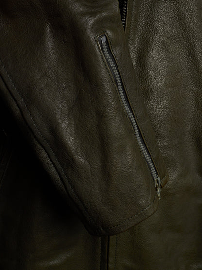 Isamu Katayama "BACKLASH" 2010s Green Pebbled Cow Leather Riders Jacket