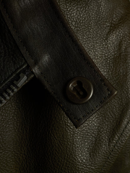 Isamu Katayama "BACKLASH" 2010s Green Pebbled Cow Leather Riders Jacket