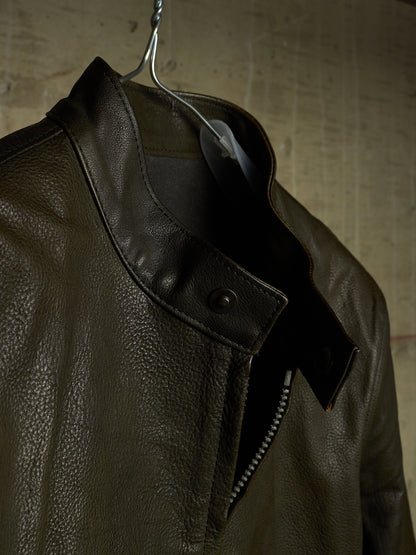 Isamu Katayama "BACKLASH" 2010s Green Pebbled Cow Leather Riders Jacket