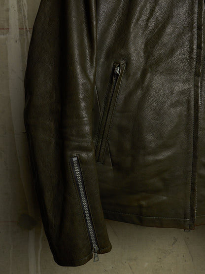 Isamu Katayama "BACKLASH" 2010s Green Pebbled Cow Leather Riders Jacket
