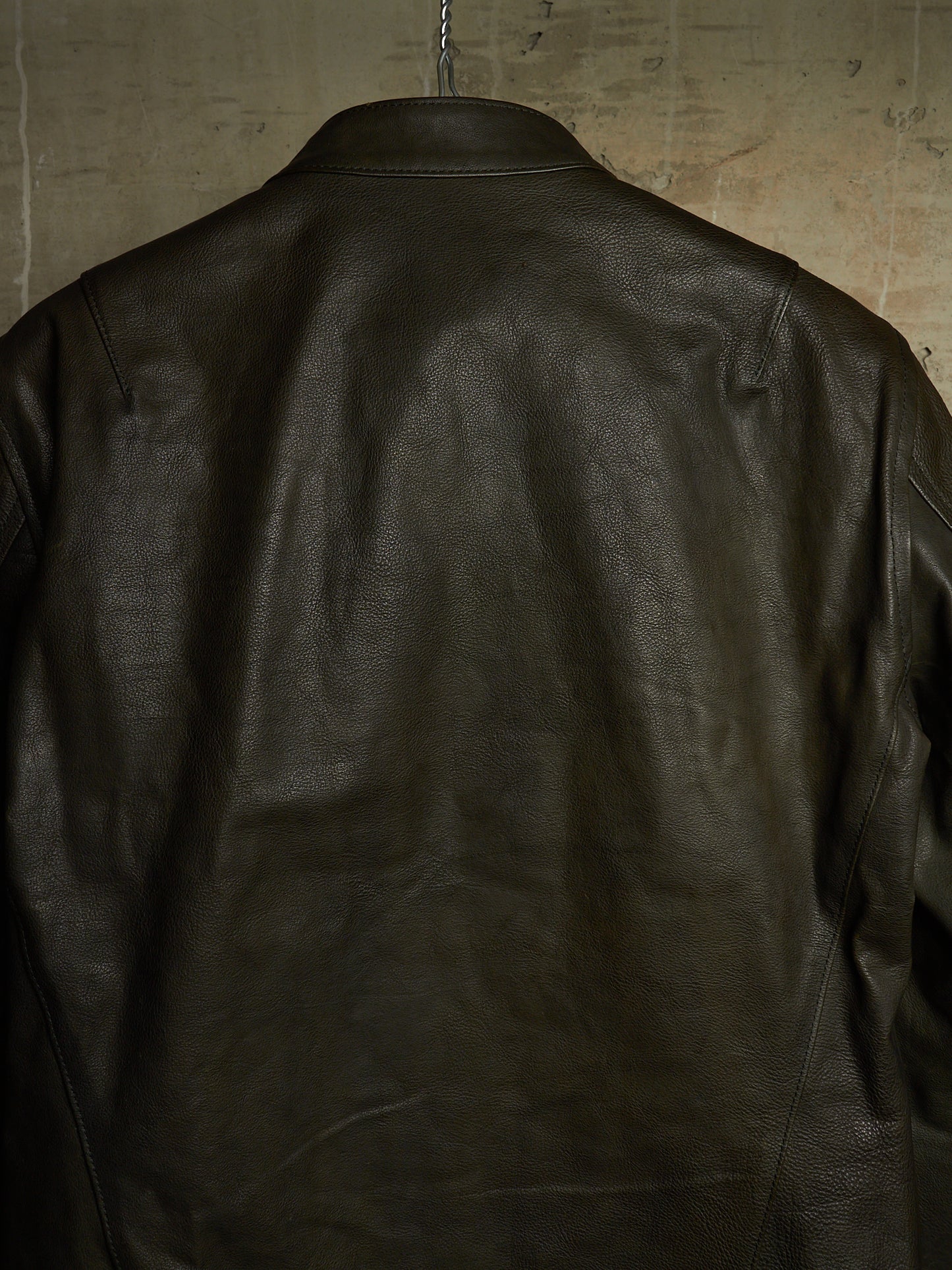 Isamu Katayama "BACKLASH" 2010s Green Pebbled Cow Leather Riders Jacket