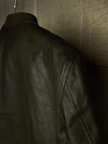 Isamu Katayama "BACKLASH" 2010s Green Pebbled Cow Leather Riders Jacket
