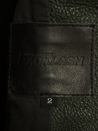Isamu Katayama "BACKLASH" 2010s Green Pebbled Cow Leather Riders Jacket
