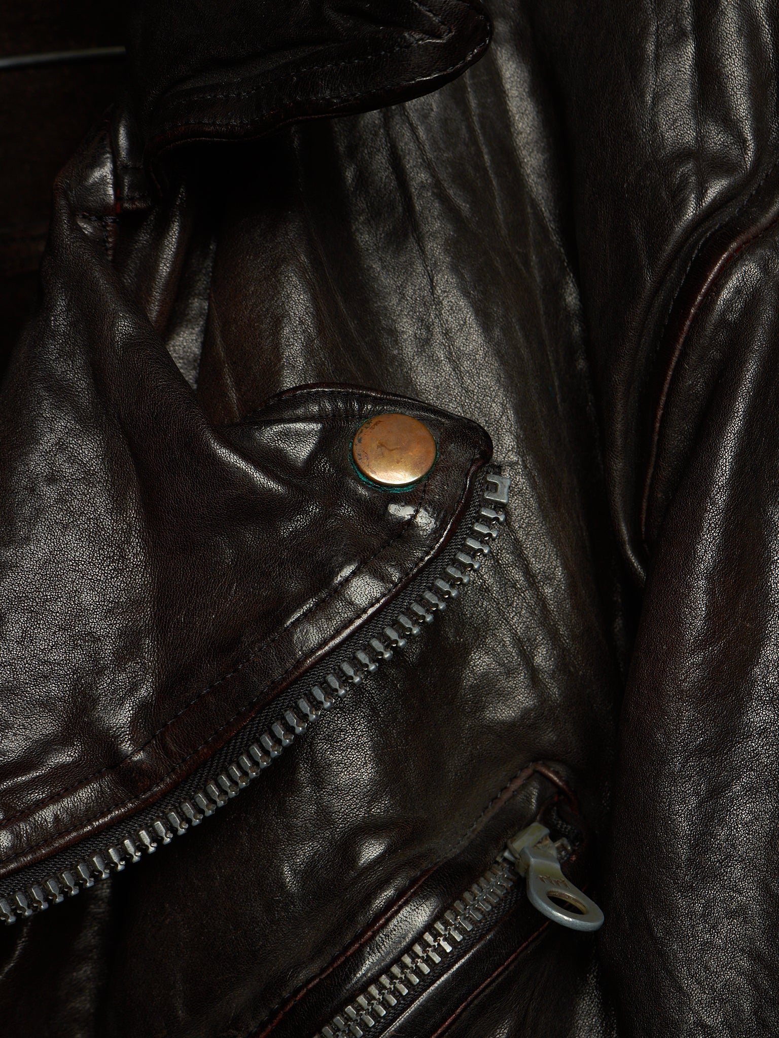 Dark Brown Wrinkled Cow Leather Double Riders Jacket | DRIEW