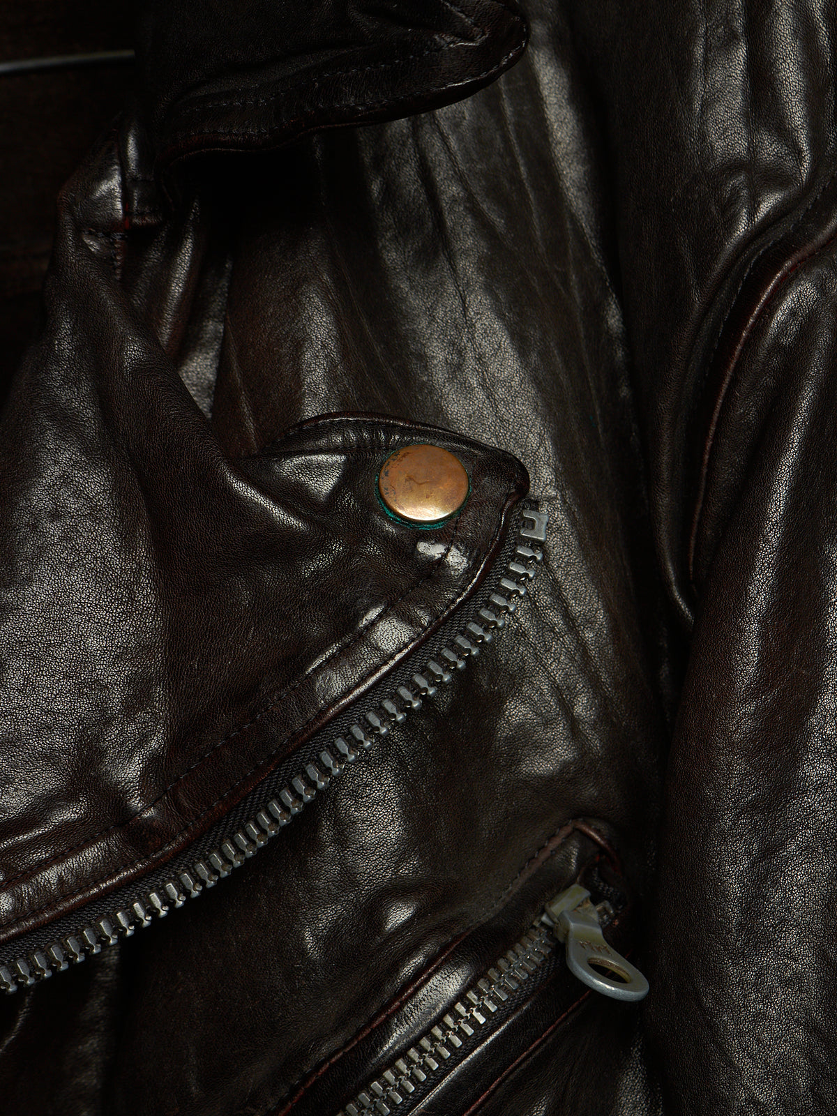 Isamu Katayama "BACKLASH" 2010s Garment-Dyed Dark Brown Wrinkled Cow Leather Double Riders Jacket