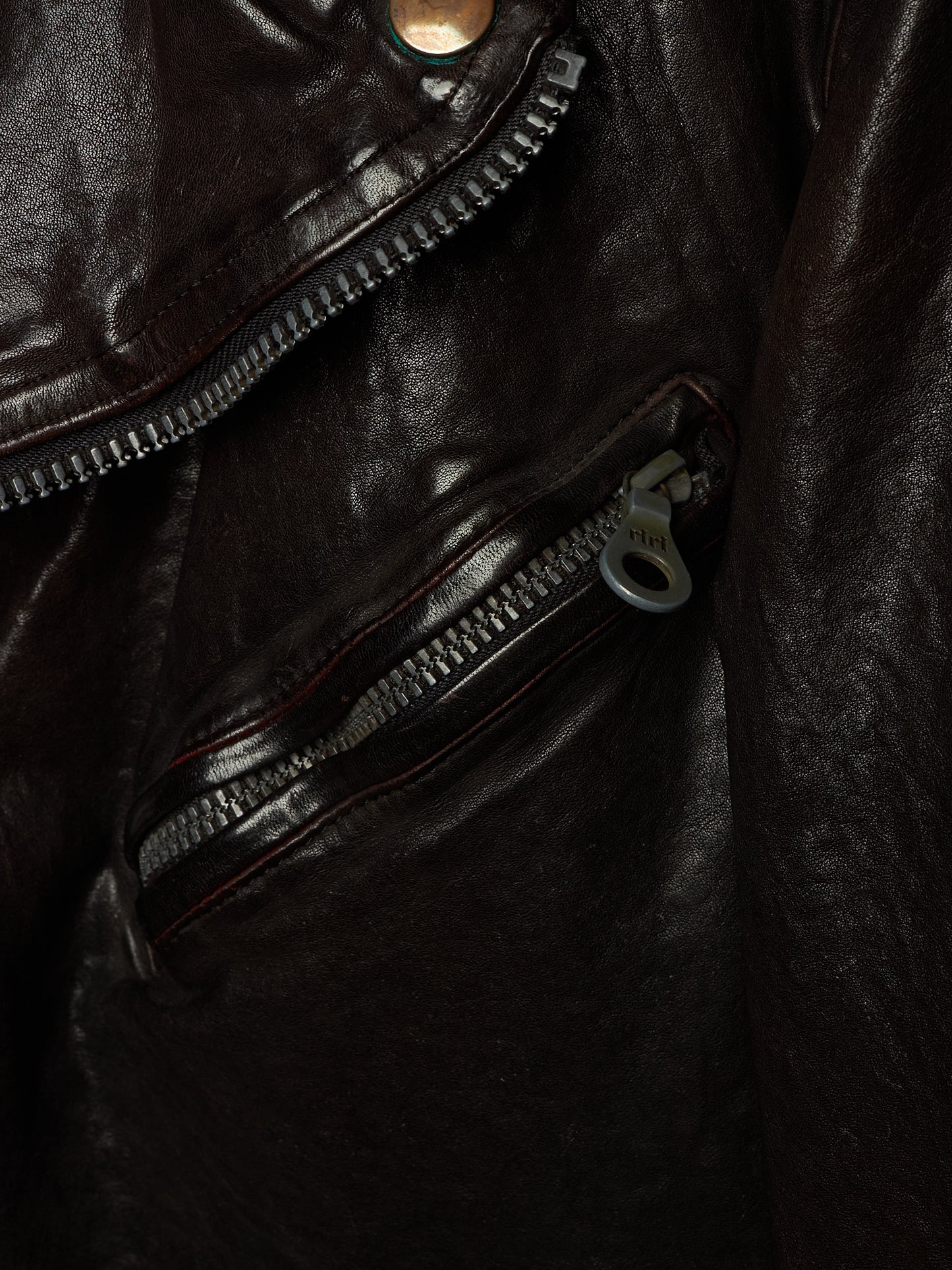 Isamu Katayama "BACKLASH" 2010s Garment-Dyed Dark Brown Wrinkled Cow Leather Double Riders Jacket