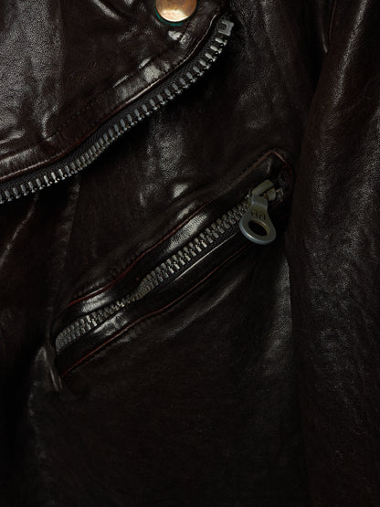 Isamu Katayama "BACKLASH" 2010s Garment-Dyed Dark Brown Wrinkled Cow Leather Double Riders Jacket