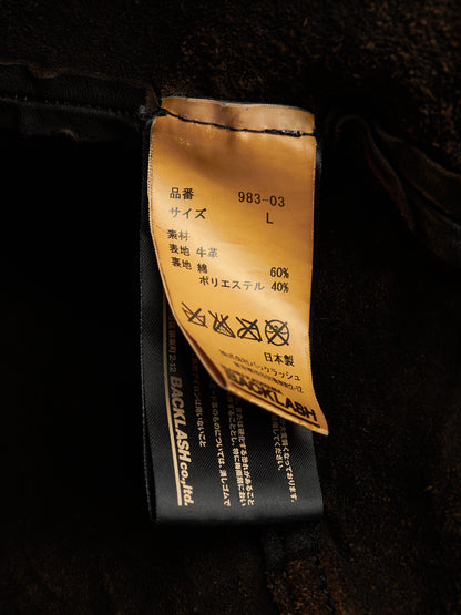 Isamu Katayama "BACKLASH" 2010s Garment-Dyed Dark Brown Wrinkled Cow Leather Double Riders Jacket