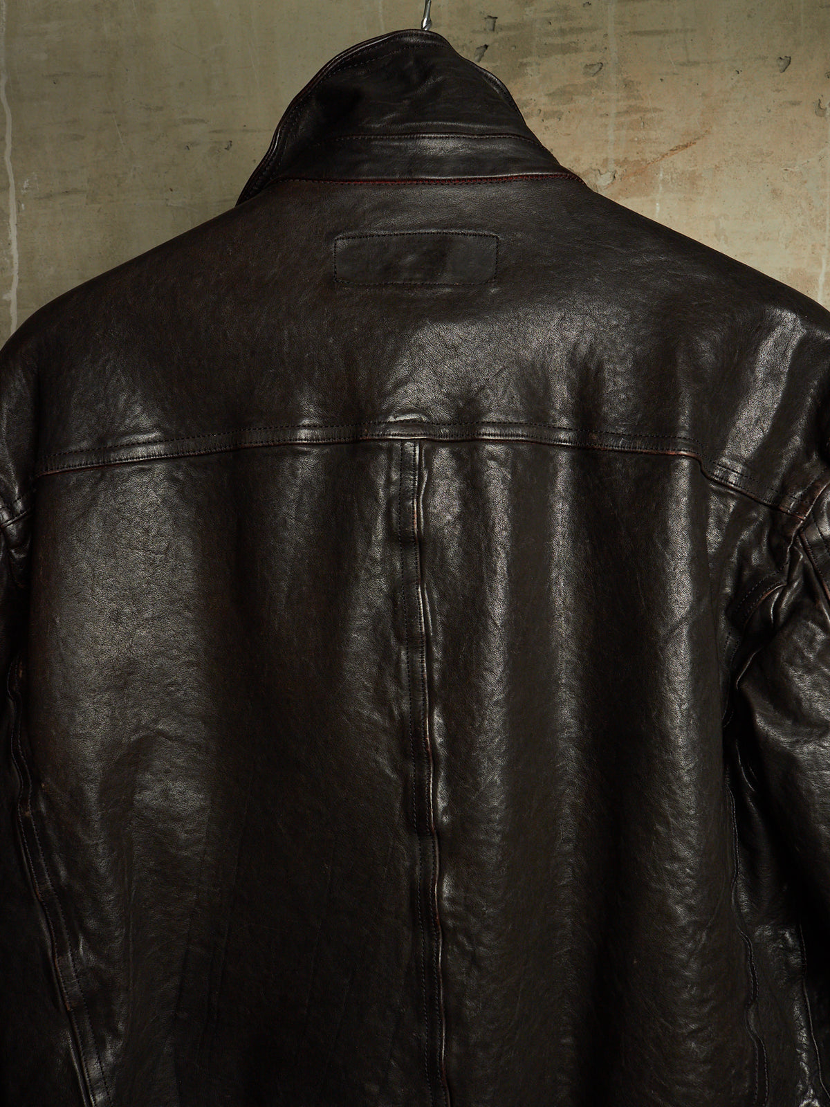 Isamu Katayama "BACKLASH" 2010s Garment-Dyed Dark Brown Wrinkled Cow Leather Double Riders Jacket