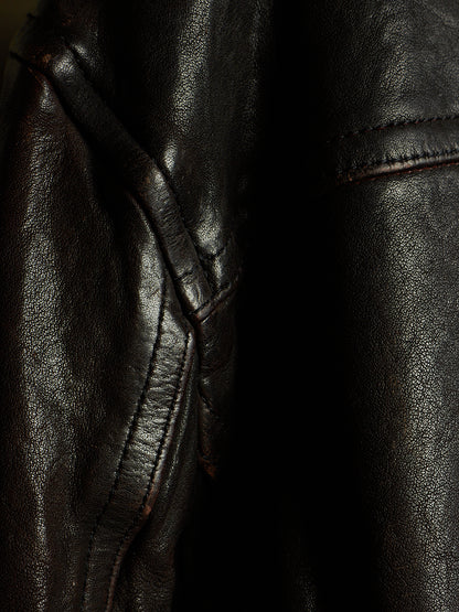 Isamu Katayama "BACKLASH" 2010s Garment-Dyed Dark Brown Wrinkled Cow Leather Double Riders Jacket