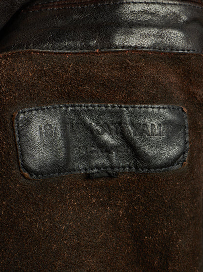 Isamu Katayama "BACKLASH" 2010s Garment-Dyed Dark Brown Wrinkled Cow Leather Double Riders Jacket