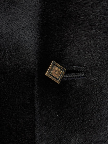Isamu Katayama "BACKLASH" Early 00s Unlined Black Pony Hair Calf Leather Single Button Shirt