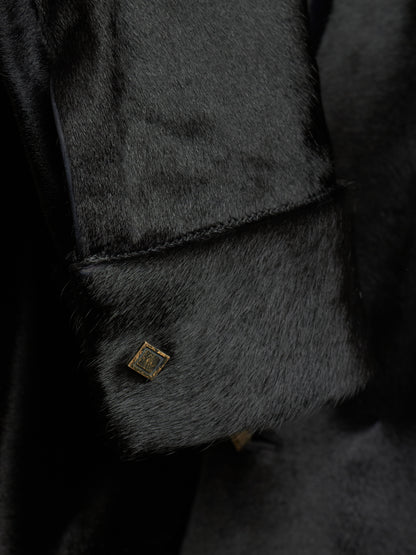 Isamu Katayama "BACKLASH" Early 00s Unlined Black Pony Hair Calf Leather Single Button Shirt