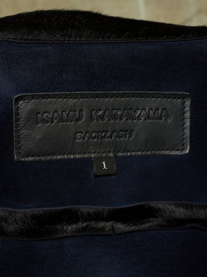 Isamu Katayama "BACKLASH" Early 00s Unlined Black Pony Hair Calf Leather Single Button Shirt