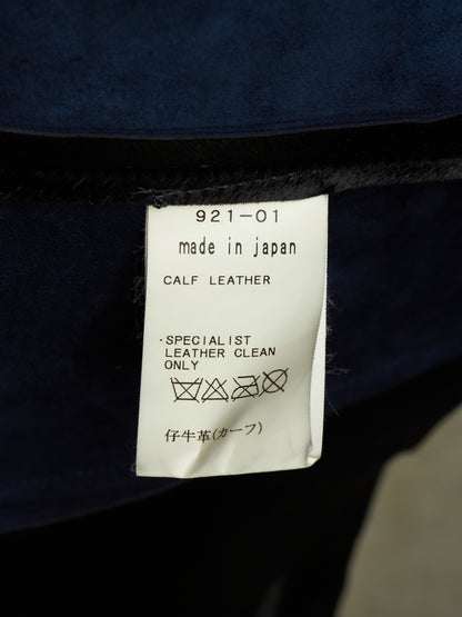 Isamu Katayama "BACKLASH" Early 00s Unlined Black Pony Hair Calf Leather Single Button Shirt