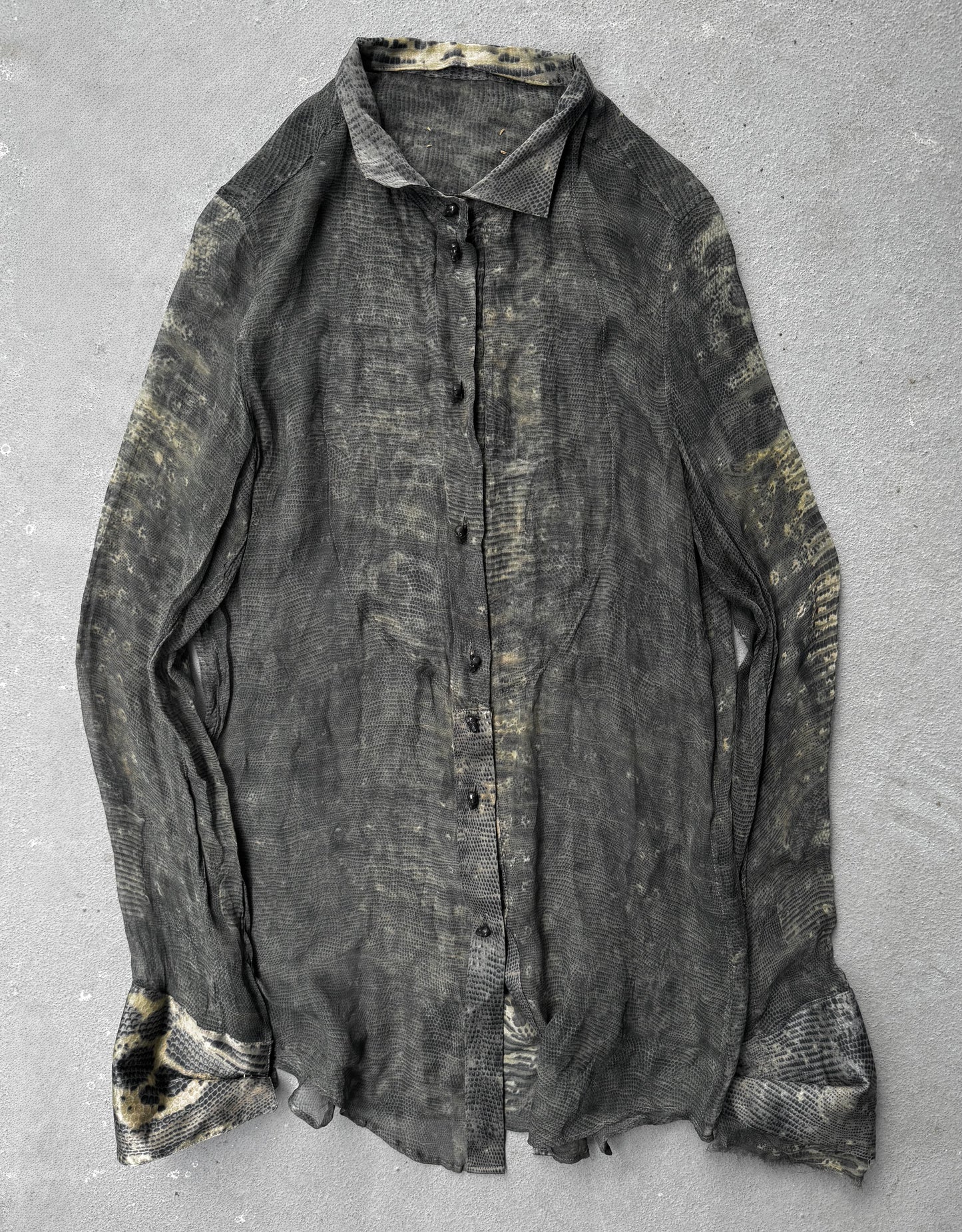 IfSixWasNine 'NO. TXS-4 21160F' Sheer Reptile Print Silk Shirt